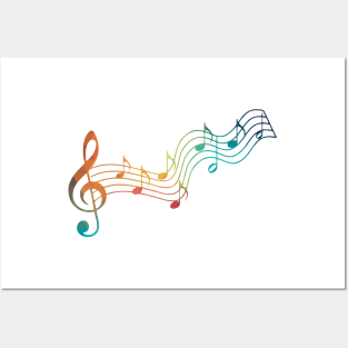 Rainbow musical notes Posters and Art